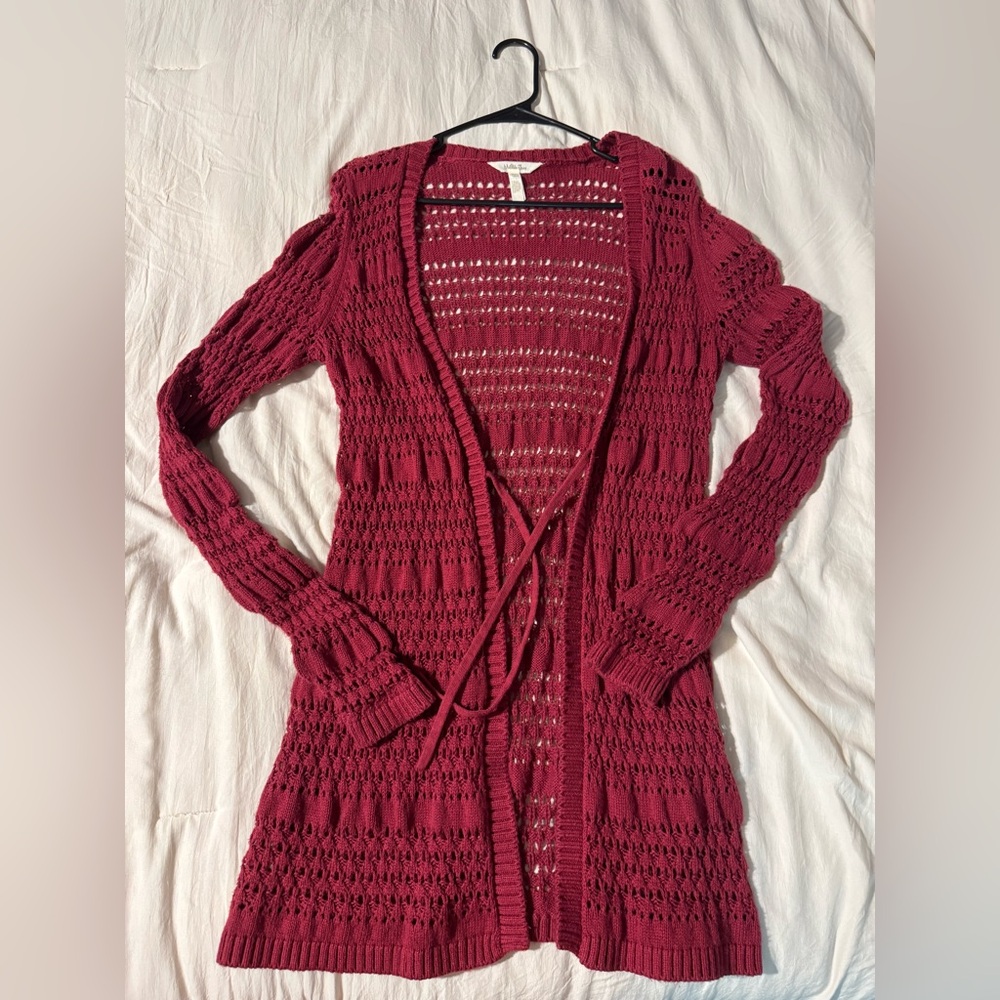 Matilda Jane Deep Red Open-Knit Cardigan